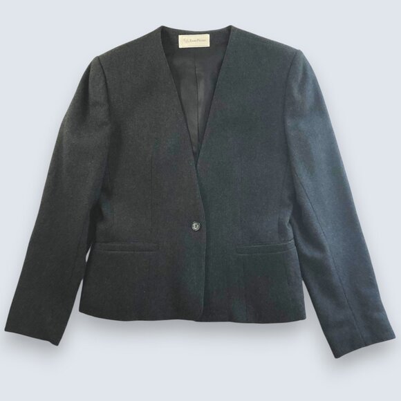 Evan-Picone VTG collarless gray single button blazer - Picture 4 of 10